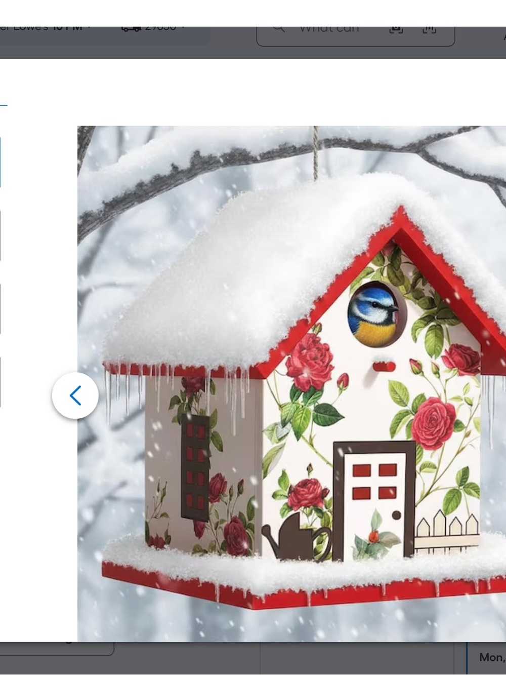 Festive Red & White Floral Birdhouse  - NEW never used